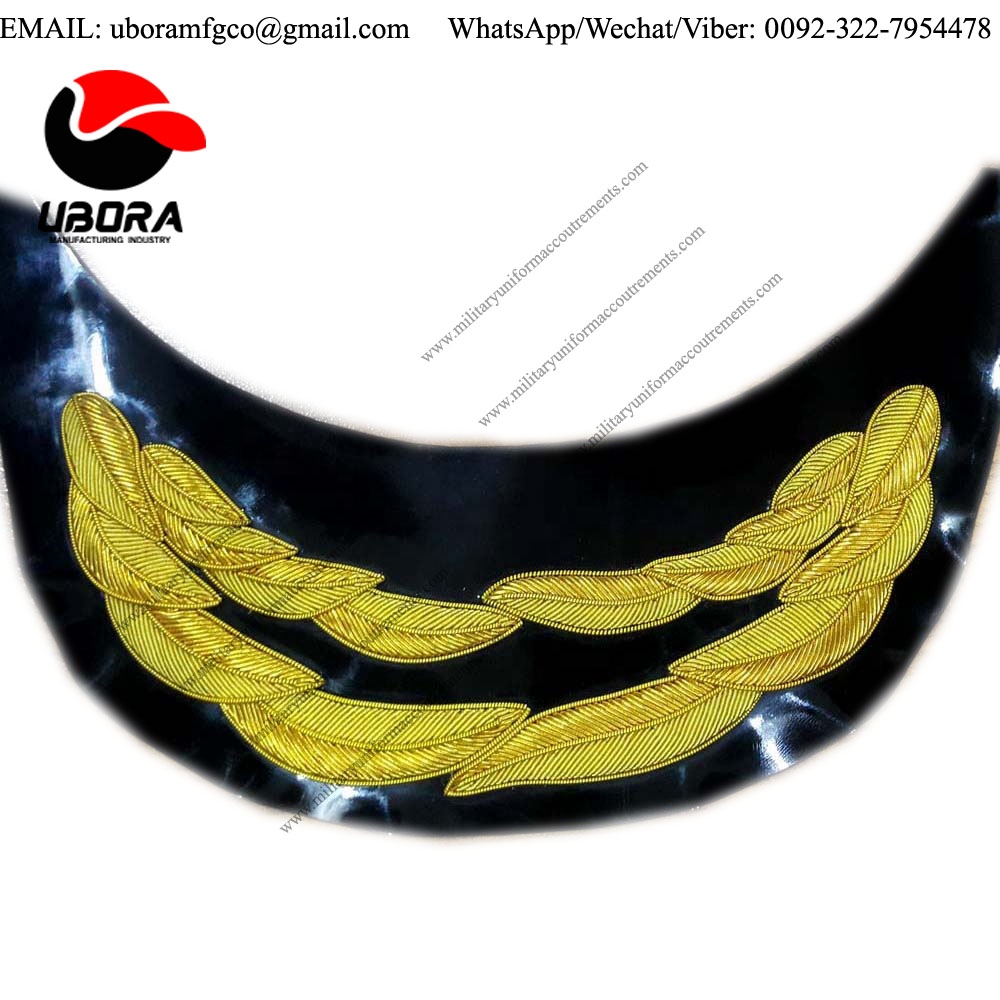 Zimbabwe military gold bullion wire hat accessories peak visor supplier handmade